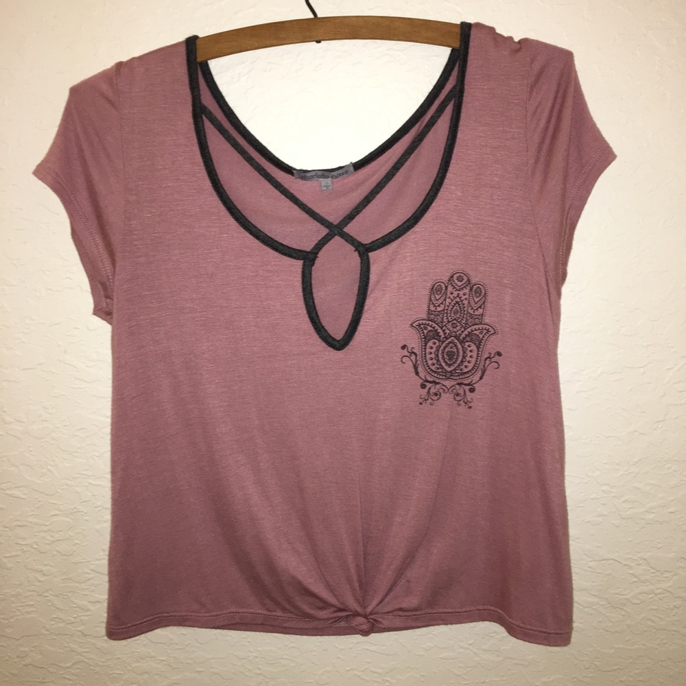 Cropped tie front tee